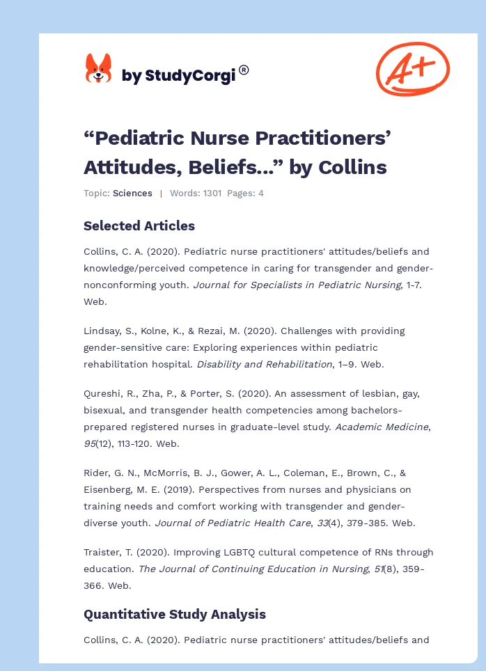 “Pediatric Nurse Practitioners’ Attitudes, Beliefs...” by Collins. Page 1