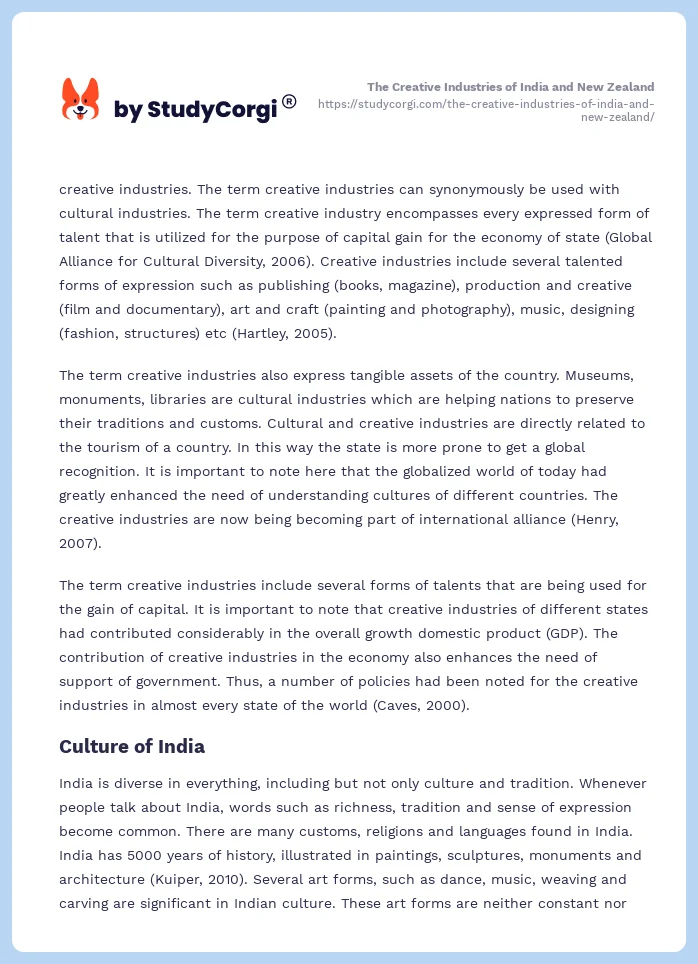The Creative Industries of India and New Zealand. Page 2