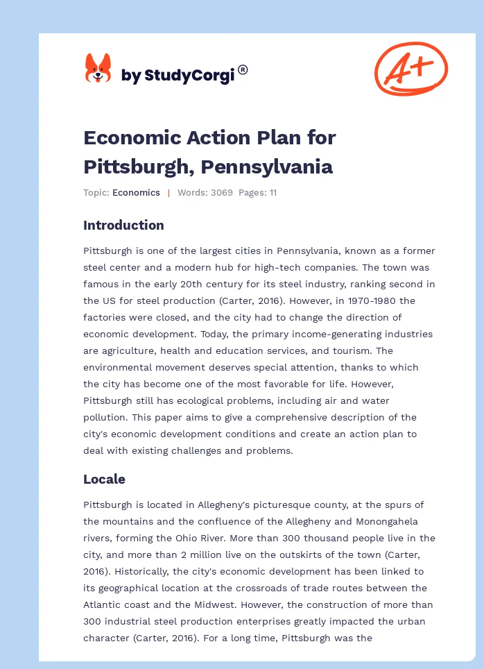 Economic Action Plan for Pittsburgh, Pennsylvania. Page 1