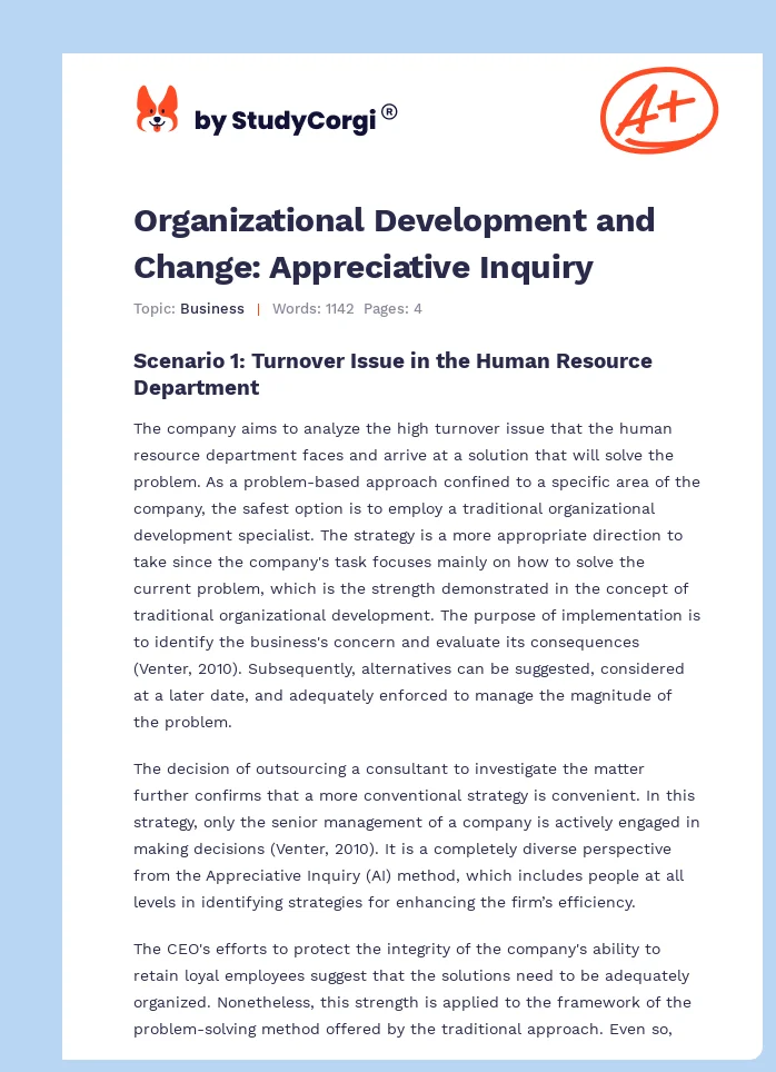 Organizational Development and Change: Appreciative Inquiry. Page 1