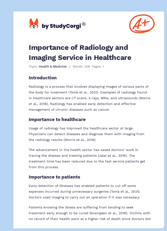 Importance of Radiology and Imaging Service in Healthcare. Page 1
