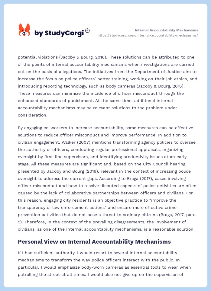 Internal Accountability Mechanisms. Page 2
