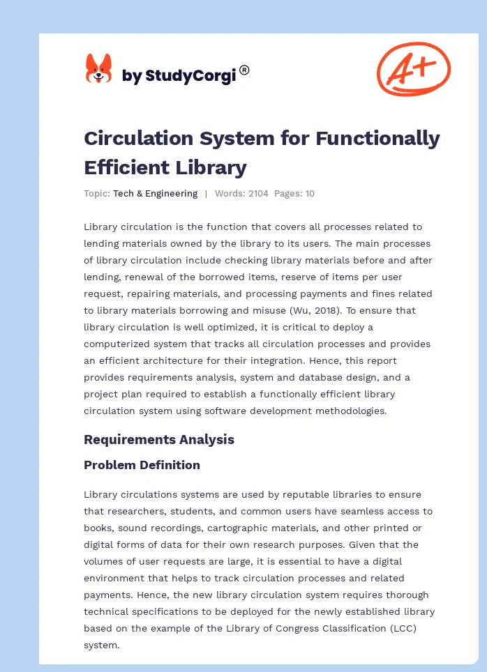 Circulation System for Functionally Efficient Library. Page 1