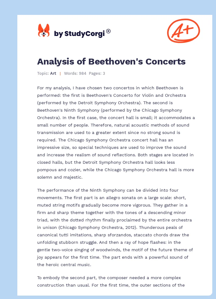 Analysis of Beethoven's Concerts. Page 1