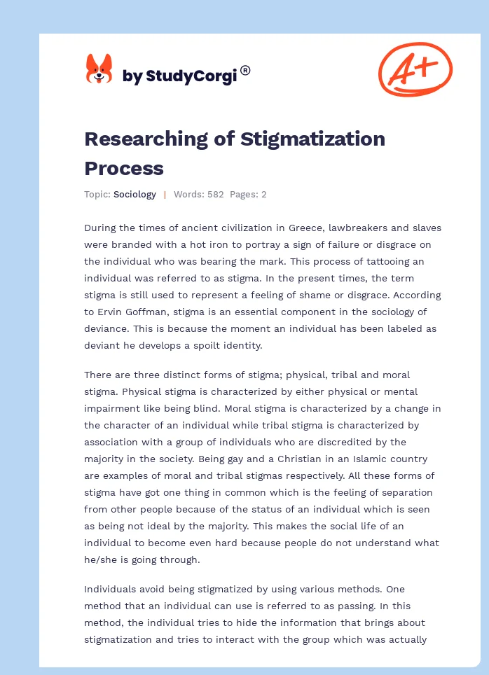Researching of Stigmatization Process. Page 1