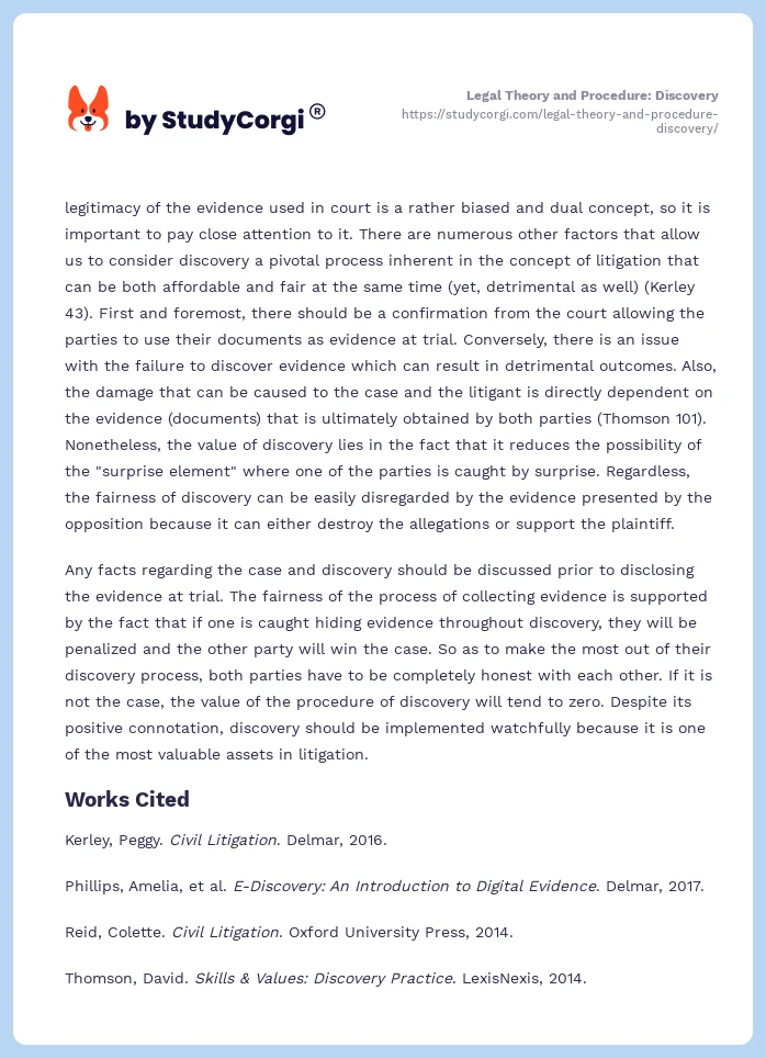 Legal Theory and Procedure: Discovery. Page 2