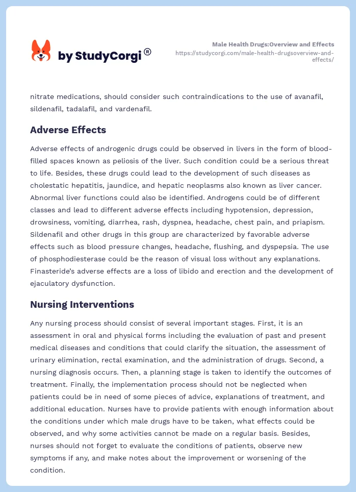 Male Health Drugs:Overview and Effects. Page 2