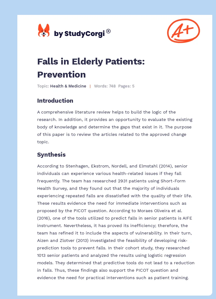Falls in Elderly Patients: Prevention. Page 1