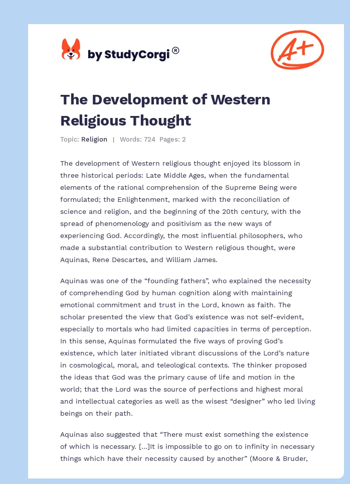 The Development of Western Religious Thought. Page 1