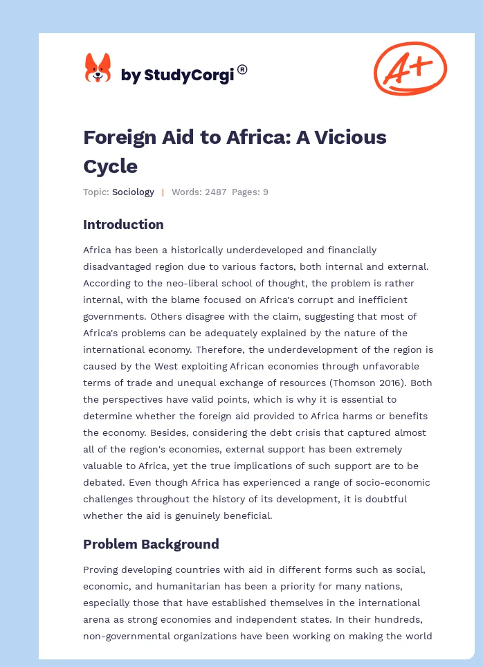 Foreign Aid to Africa: A Vicious Cycle. Page 1