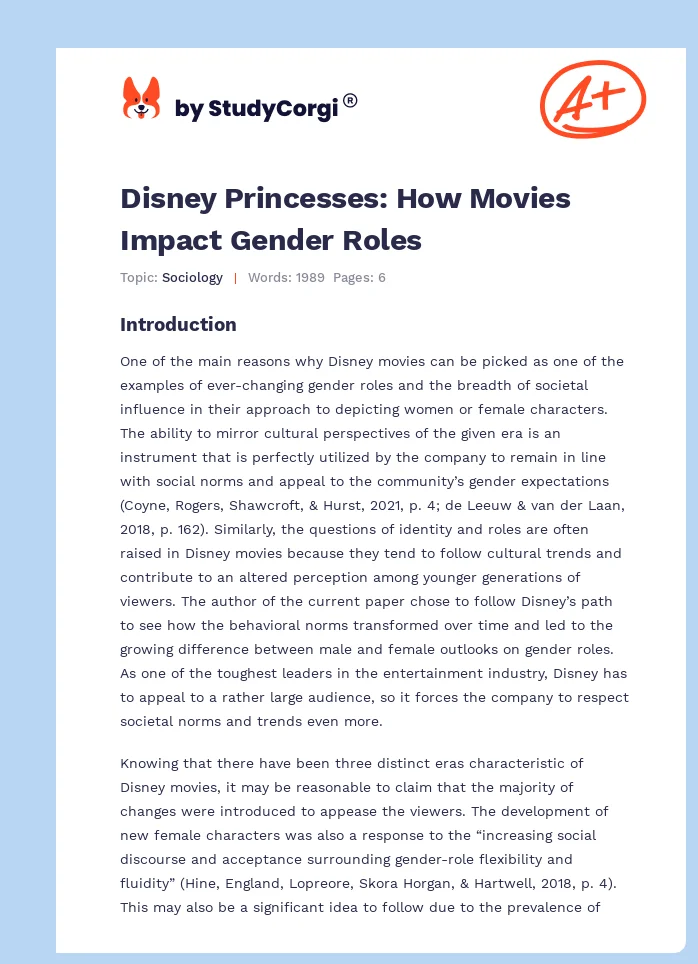 Disney Princesses: How Movies Impact Gender Roles. Page 1