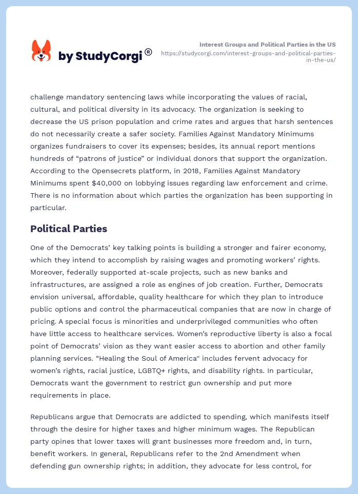 Interest Groups and Political Parties in the US. Page 2