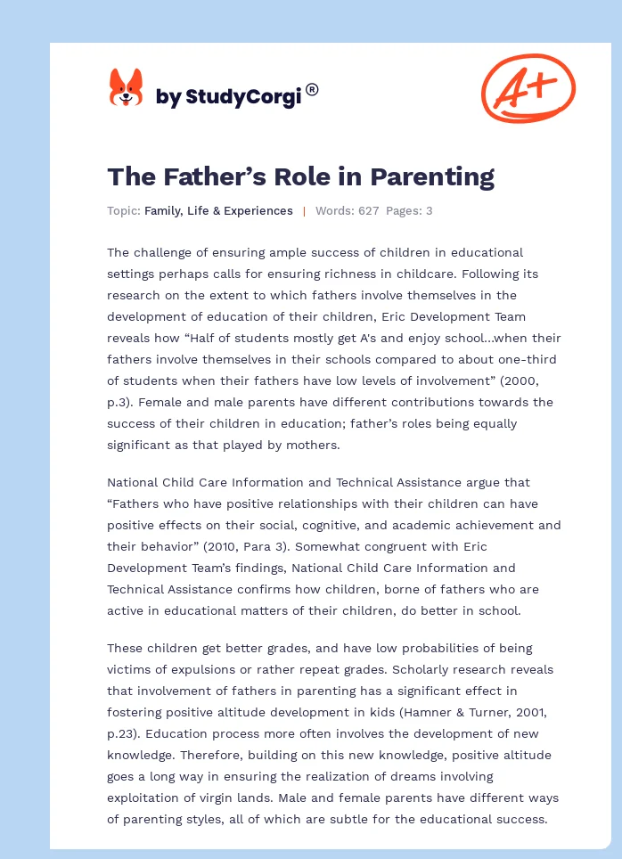 The Father’s Role in Parenting. Page 1