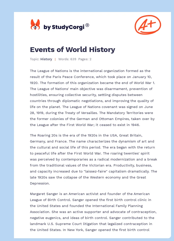 Events of World History. Page 1
