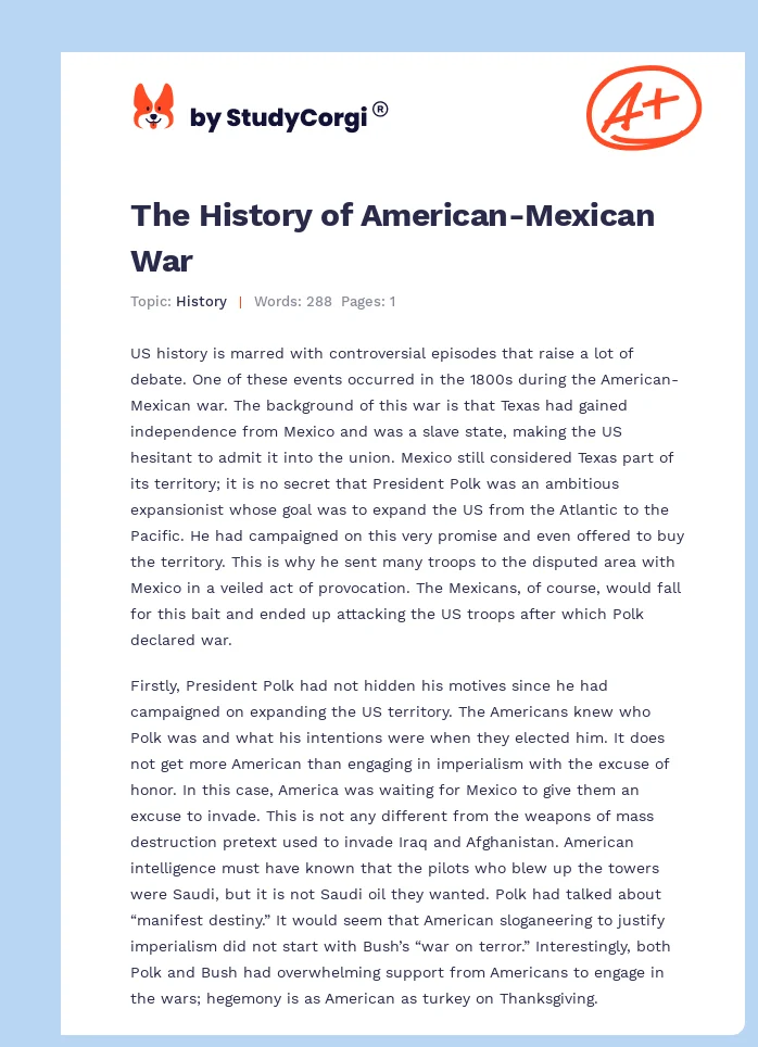 The History of American-Mexican War. Page 1
