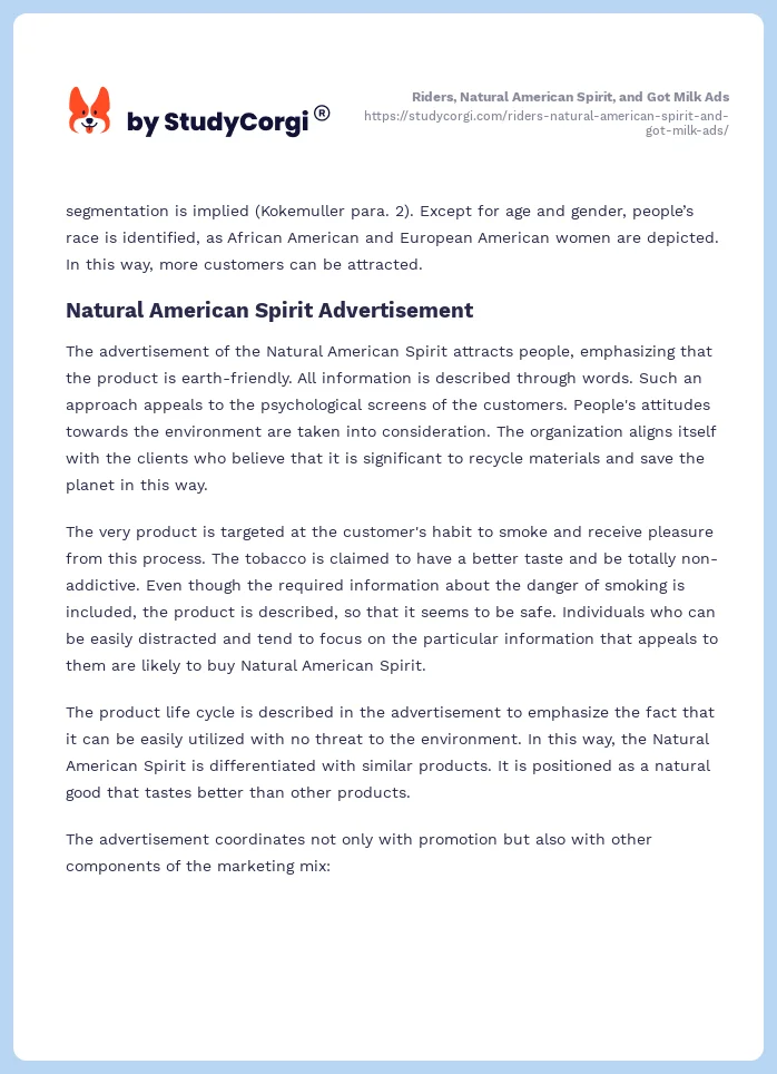 Riders, Natural American Spirit, and Got Milk Ads. Page 2