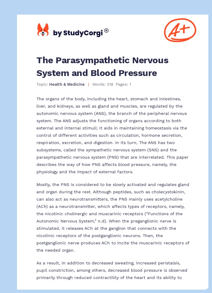 The Parasympathetic Nervous System and Blood Pressure. Page 1