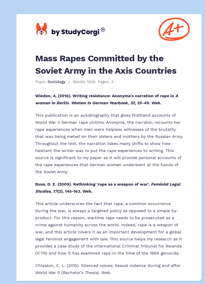 Mass Rapes Committed by the Soviet Army in the Axis Countries. Page 1