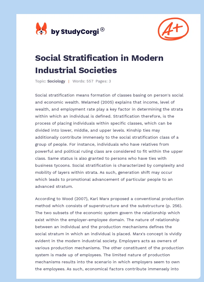 Social Stratification in Modern Industrial Societies. Page 1