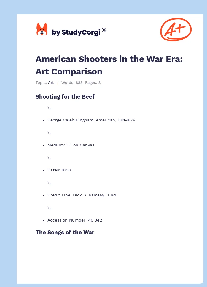 American Shooters in the War Era: Art Comparison. Page 1