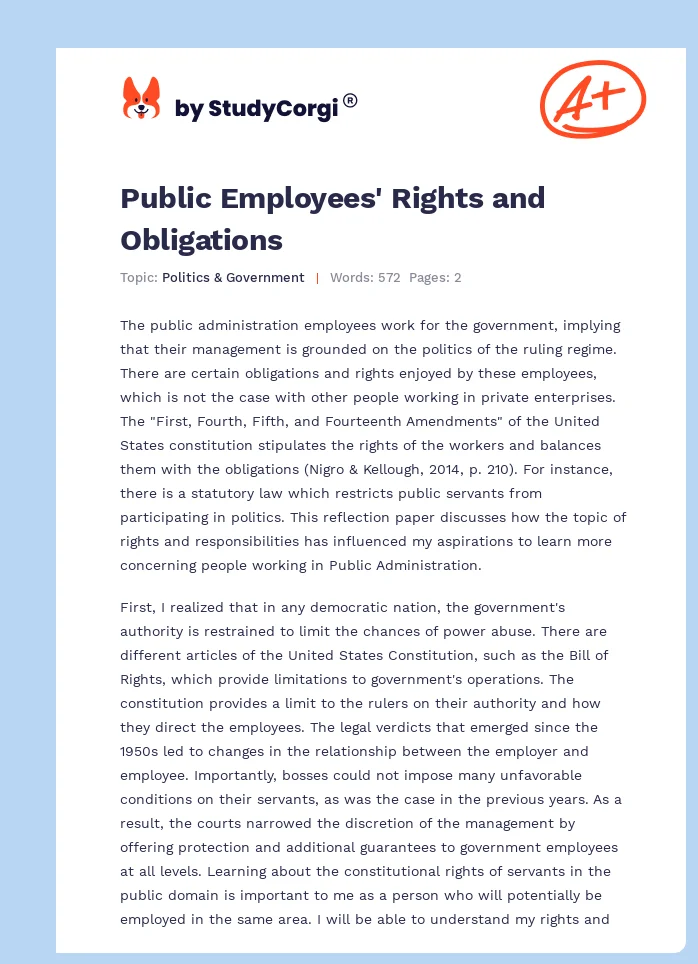 Public Employees' Rights and Obligations. Page 1
