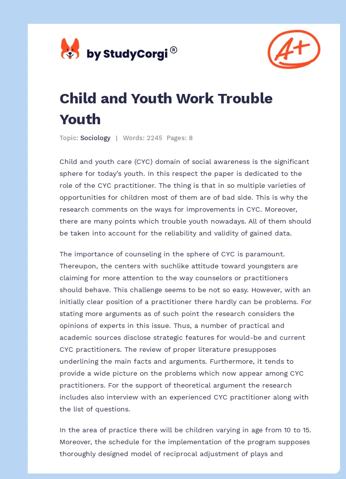 Child and Youth Work Trouble Youth. Page 1