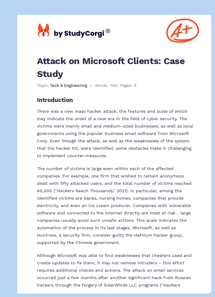 Attack on Microsoft Clients: Case Study. Page 1