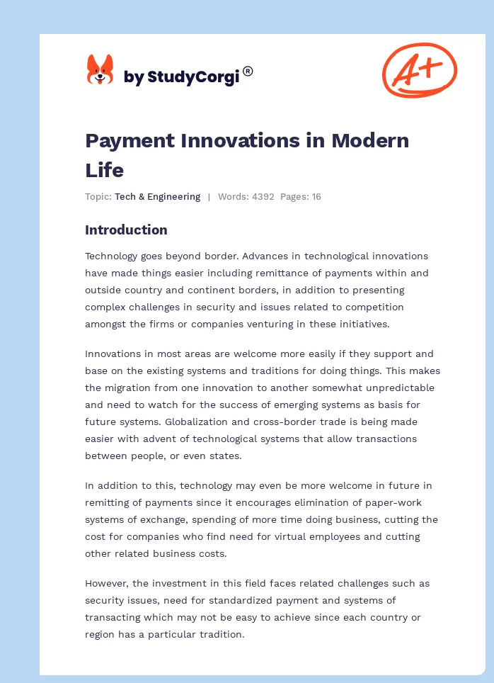Payment Innovations in Modern Life. Page 1