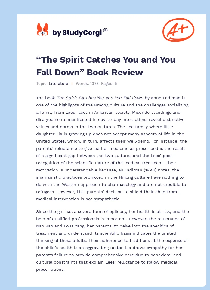 “The Spirit Catches You and You Fall Down” Book Review. Page 1
