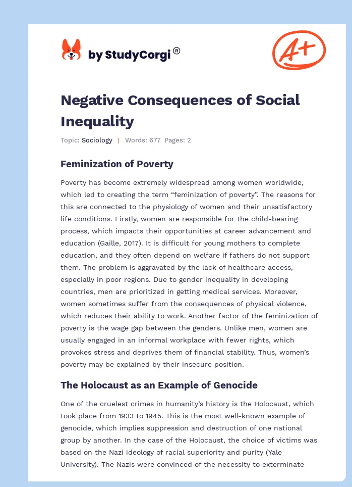 Negative Consequences of Social Inequality. Page 1