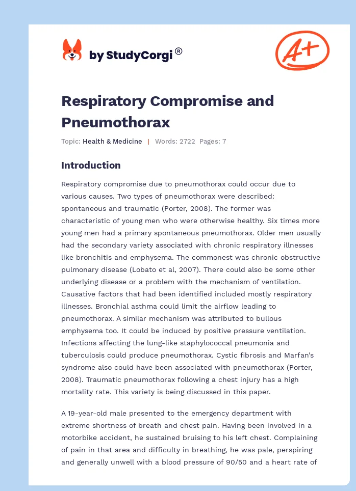 Respiratory Compromise and Pneumothorax. Page 1