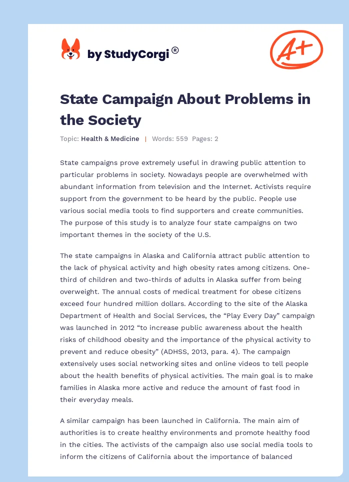State Campaign About Problems in the Society. Page 1