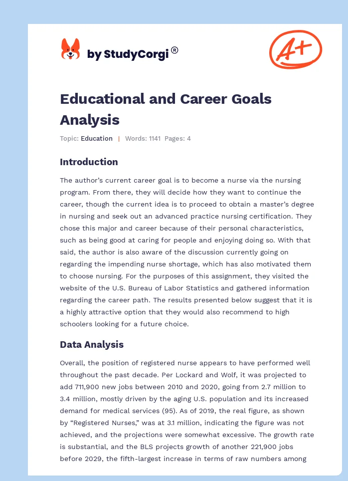 Educational and Career Goals Analysis. Page 1