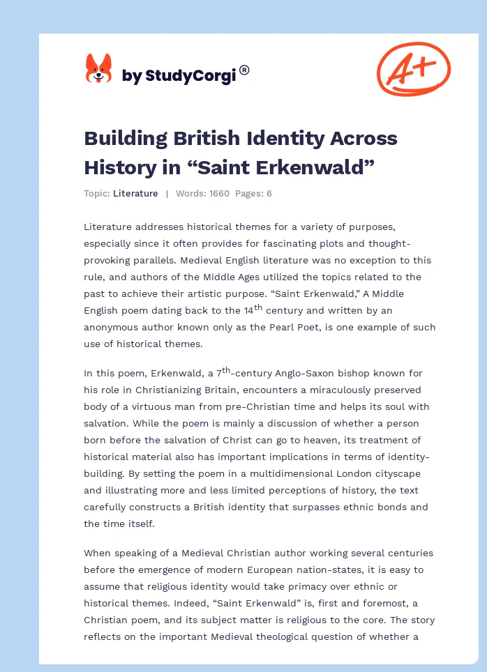 Building British Identity Across History in “Saint Erkenwald”. Page 1