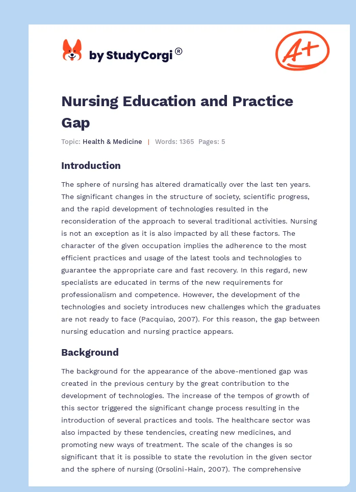 Nursing Education and Practice Gap. Page 1