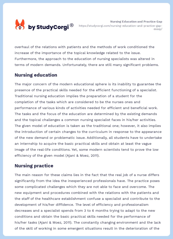 Nursing Education and Practice Gap. Page 2