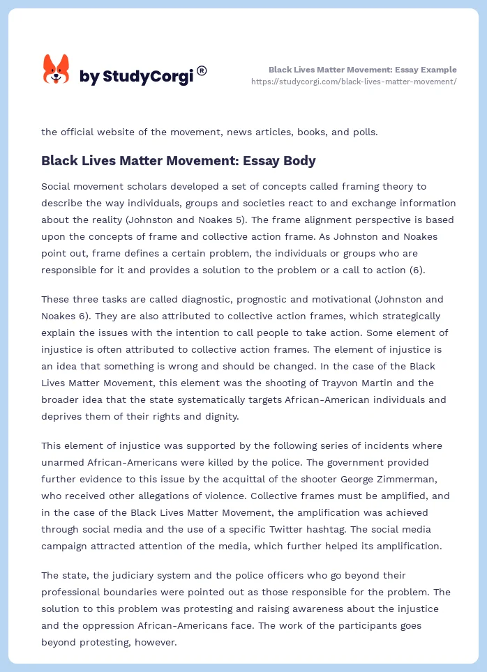 Black Lives Matter Movement: Essay Example. Page 2