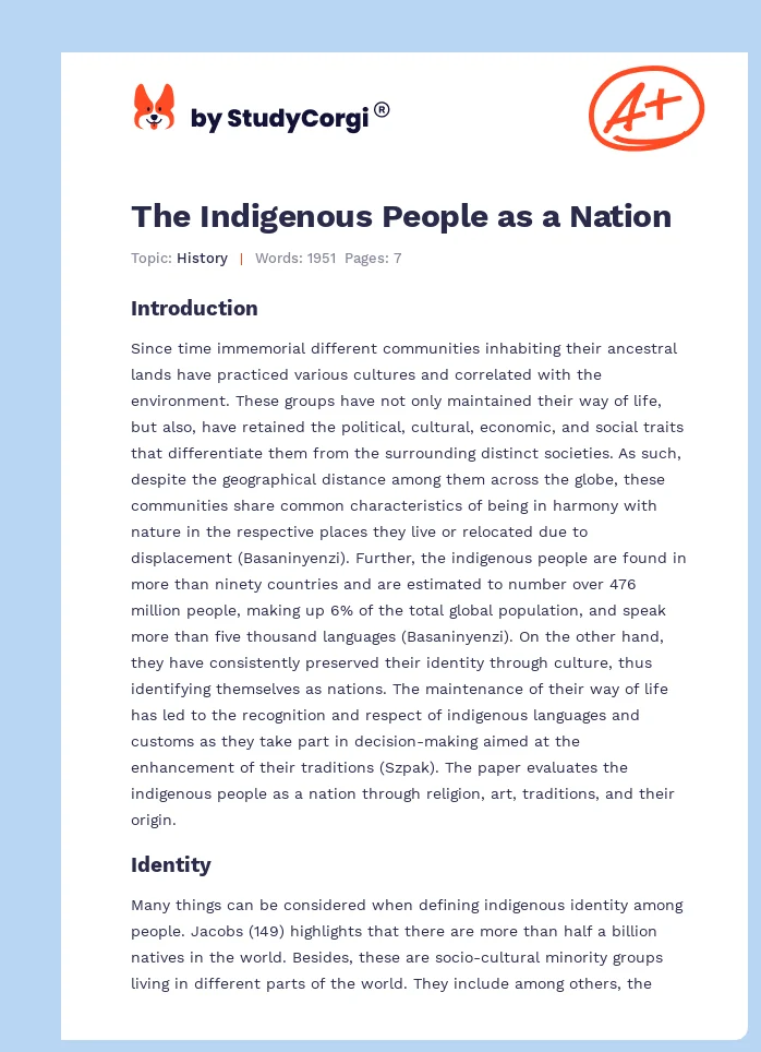 The Indigenous People as a Nation. Page 1