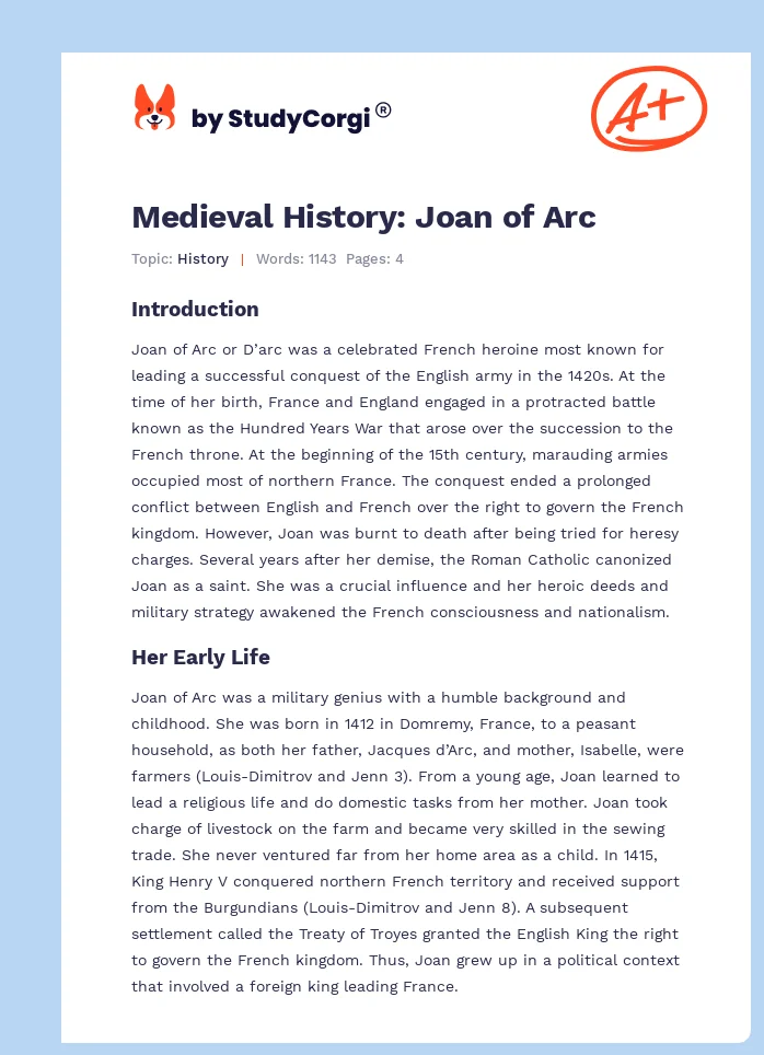 Medieval History: Joan of Arc. Page 1