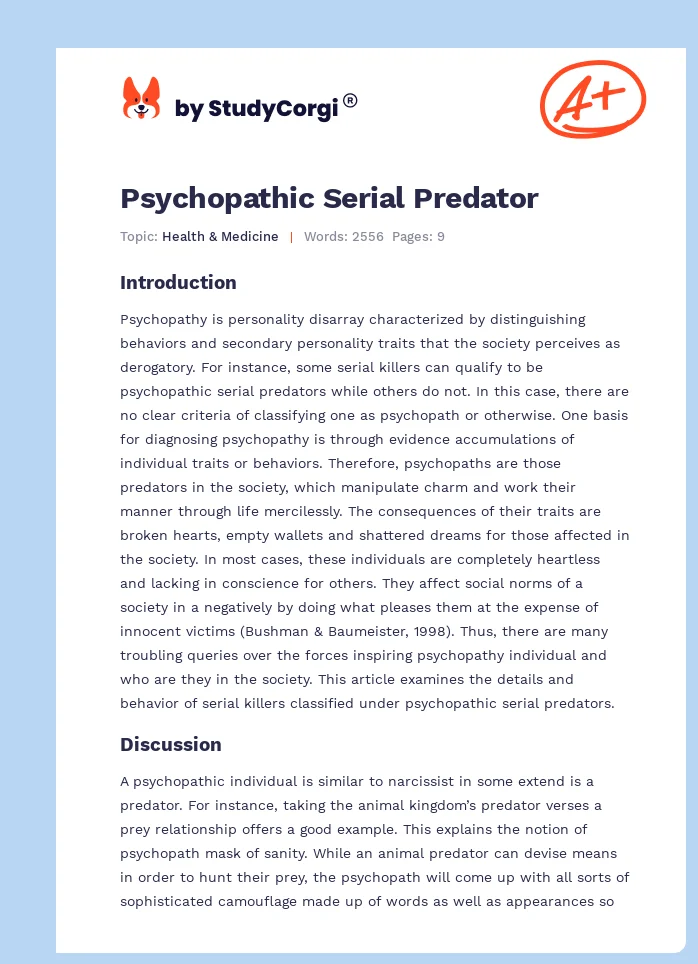 Psychopathic Serial Predator. Page 1