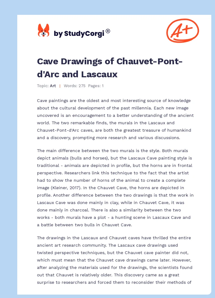 Cave Drawings of Chauvet-Pont-d'Arc and Lascaux. Page 1