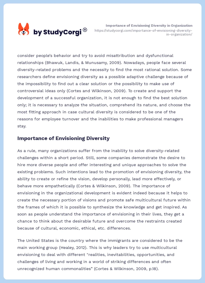 Importance of Envisioning Diversity in Organization. Page 2