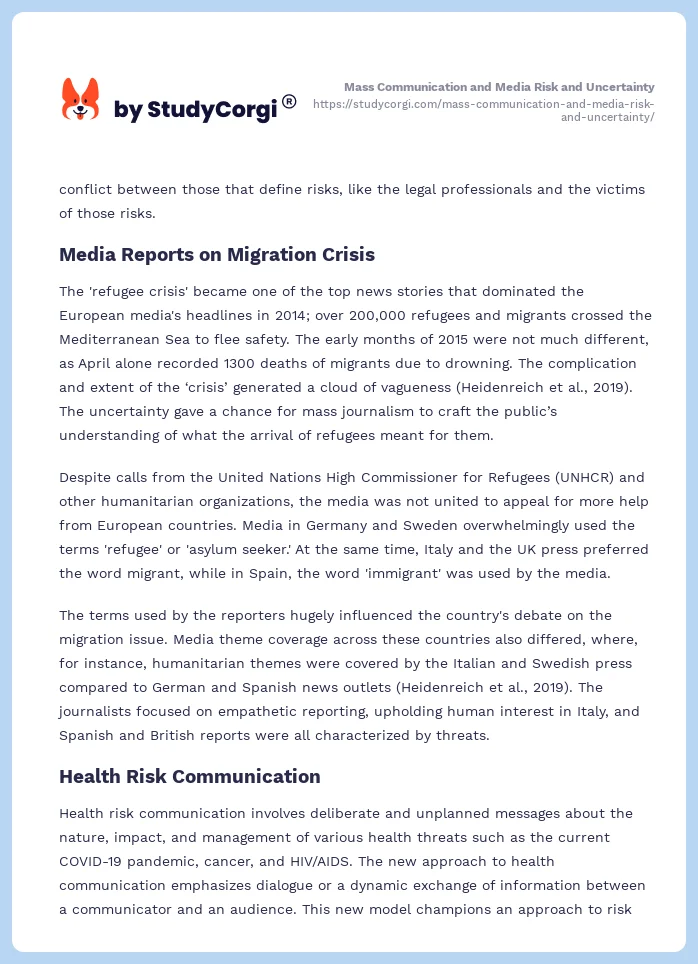 Mass Communication and Media Risk and Uncertainty. Page 2