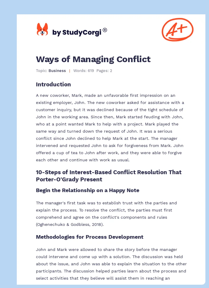 Ways of Managing Conflict. Page 1