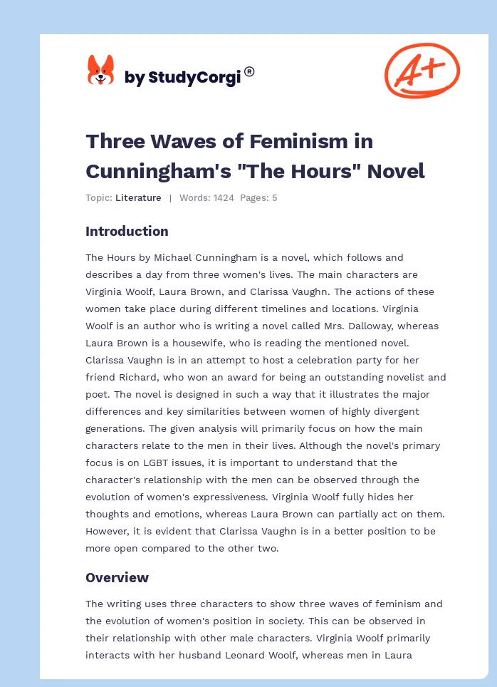 Three Waves of Feminism in Cunningham's "The Hours" Novel. Page 1