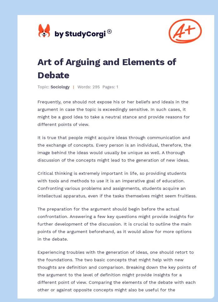 Art of Arguing and Elements of Debate. Page 1