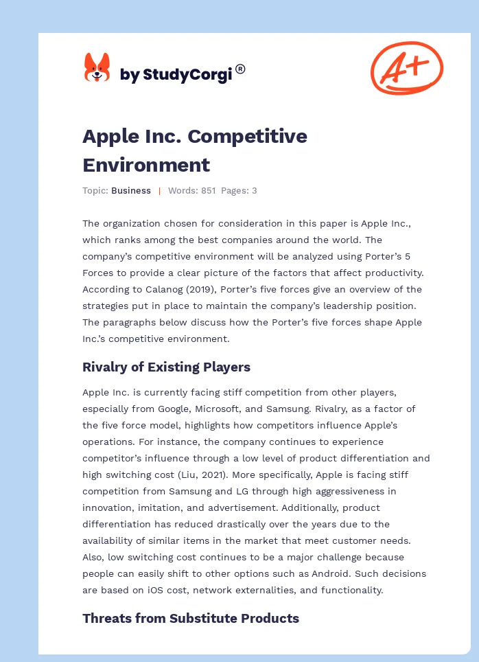 Apple Inc. Competitive Environment. Page 1