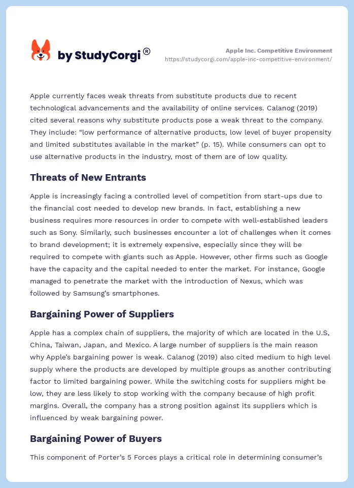 Apple Inc. Competitive Environment. Page 2
