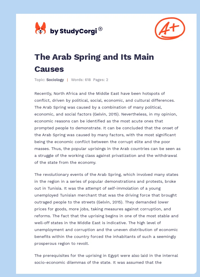 The Arab Spring and Its Main Causes. Page 1