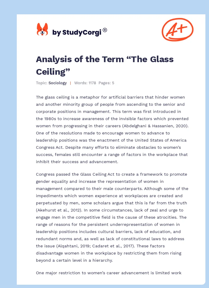 Analysis of the Term “The Glass Ceiling”. Page 1